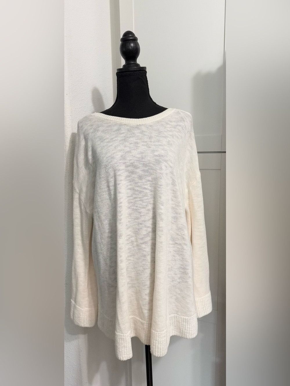 Free People Scoop Neck Lightweight Knit Sweater - Ivory/Cream